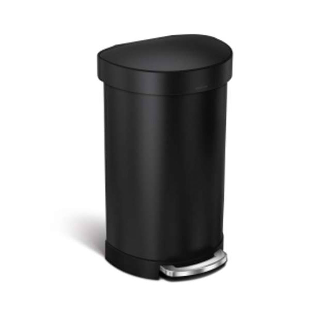 simplehuman 45 Liter / 12 Gallon Semi-Round Automatic Sensor Trash Can, Brushed Stainless Steel