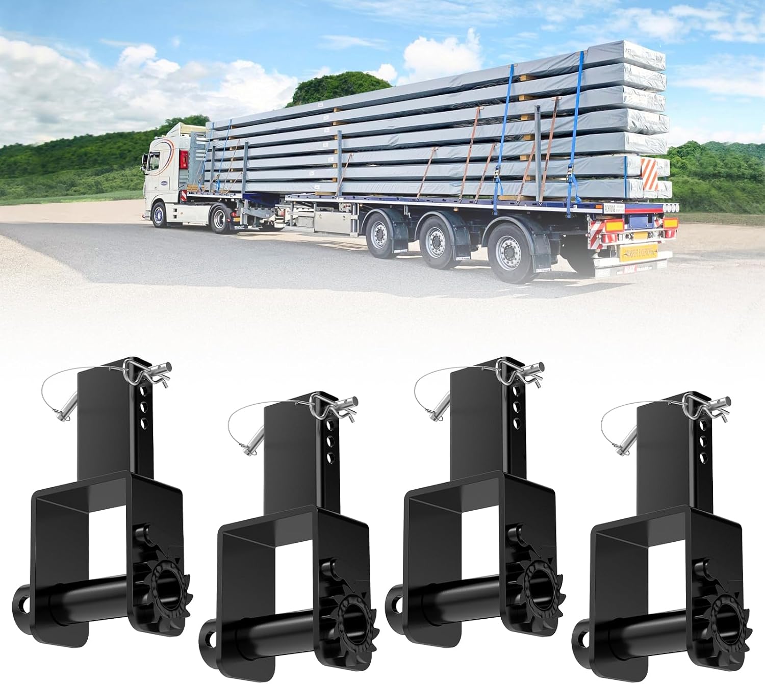 2025 Upgraded Trailer Stake Pocket Winch Heavy Duty 4 PCS Stake Pocket Tie Down 16200 LBS Capacity and 5400 LBS Load Limit for Flatbed Trailer Trucks Winches