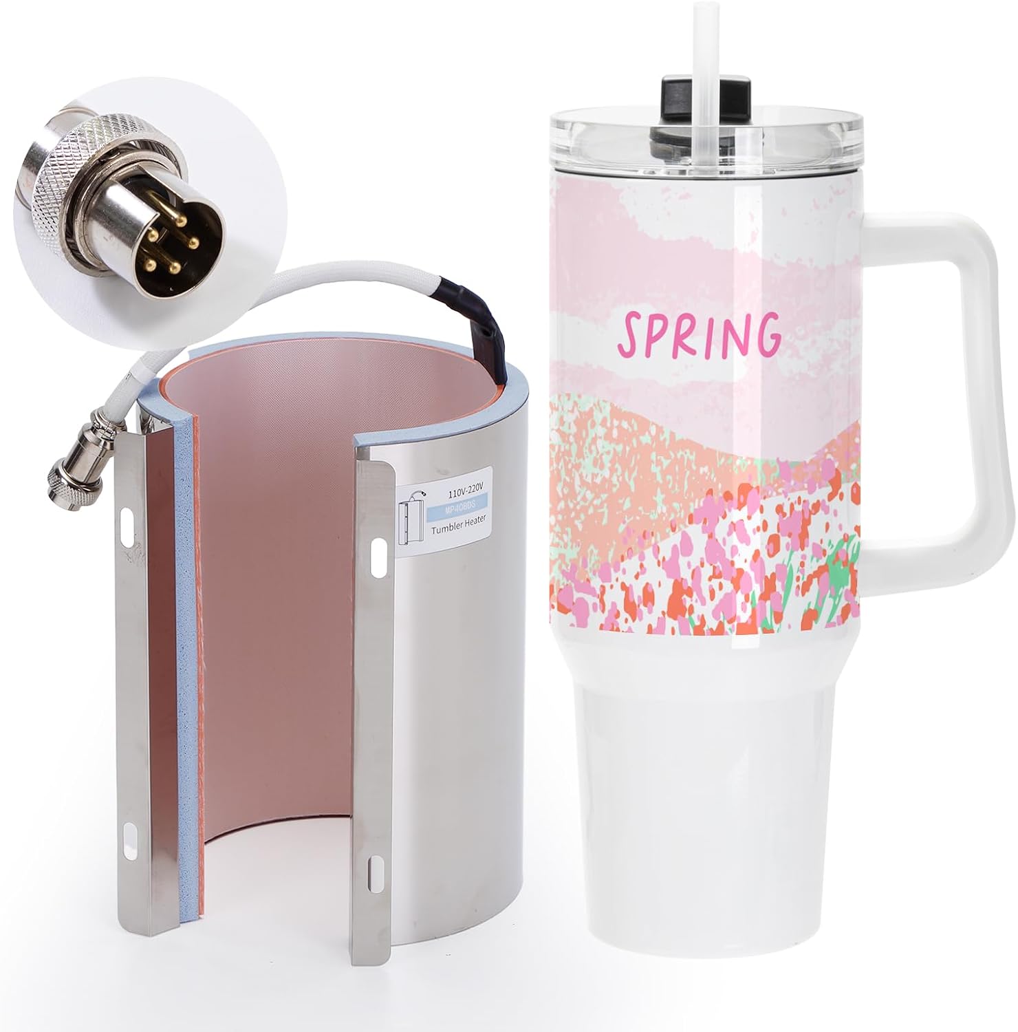 PYD Life 40 OZ Tumbler Heat Press Attachment with 5 Pin for 40 OZ Sublimation Tumblers Top Straight Area,Suitable for Max Tumbler Heat Press