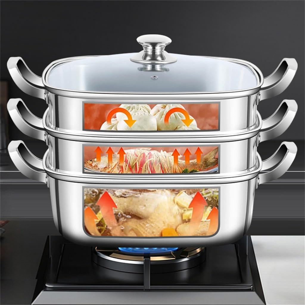 Square Steamer Household Stainless Steel Thickened Drawer Multi-function Gas Induction Cooker Universal