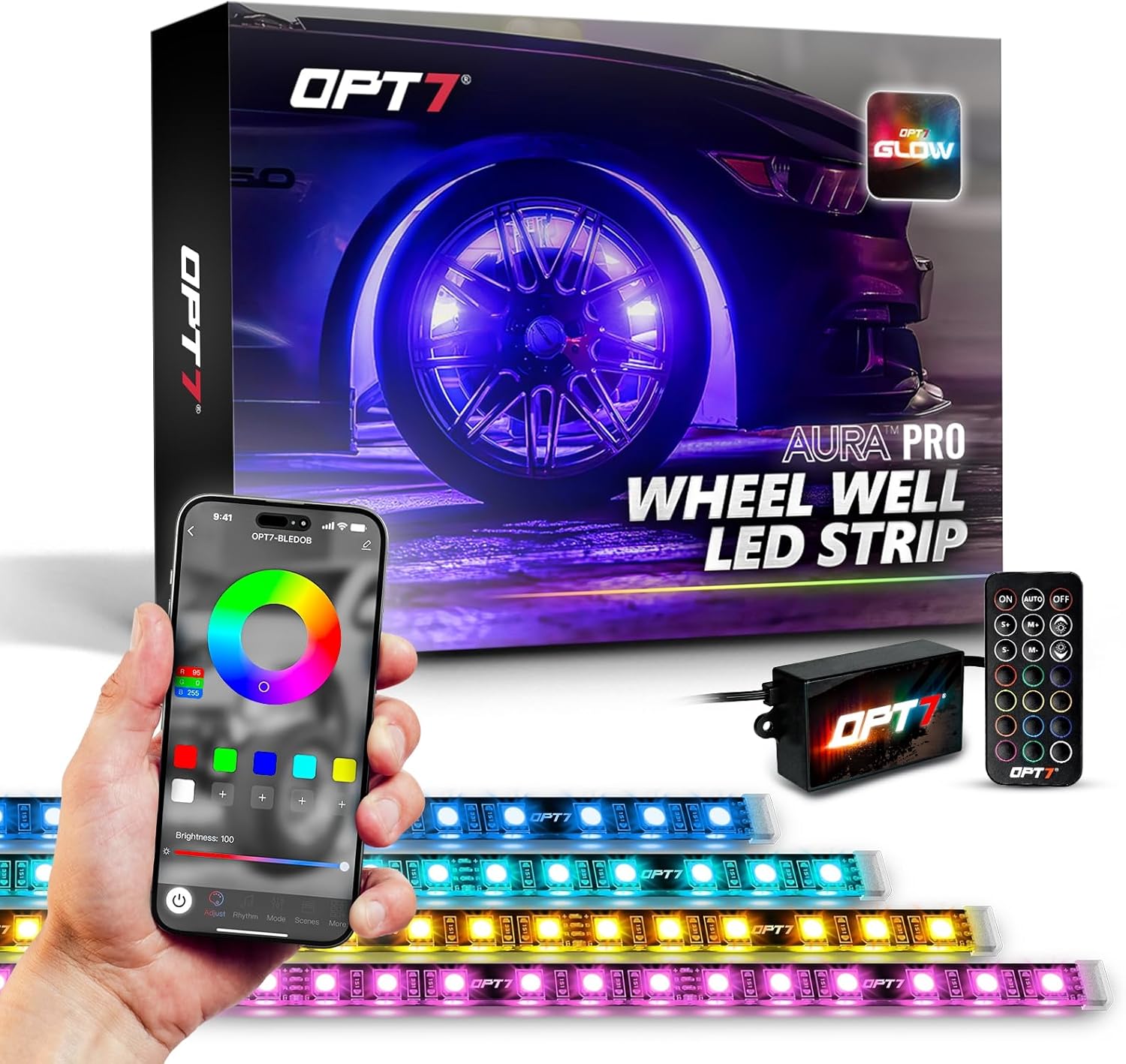 OPT7 Aura Pro Wheel Well Lights Kit with APP & Remote Control, 4pc 24