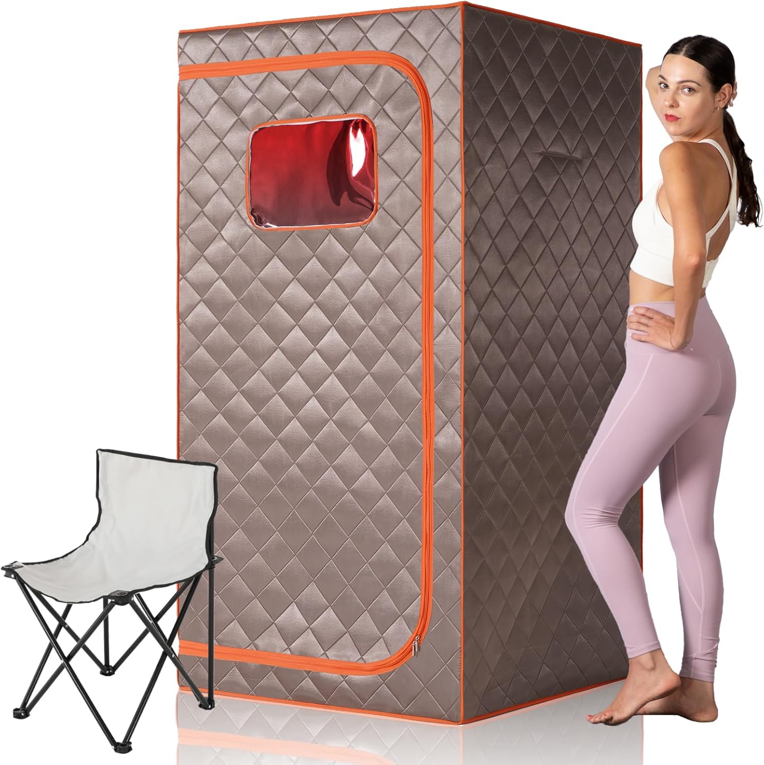 Portable Infrared Sauna, Full Size Far Infrared Sauna, Full Body Personal Home Sauna, Separate Heating Foot Pad and Reinforced Sauna Chair Home Saunas for Relaxation Detox