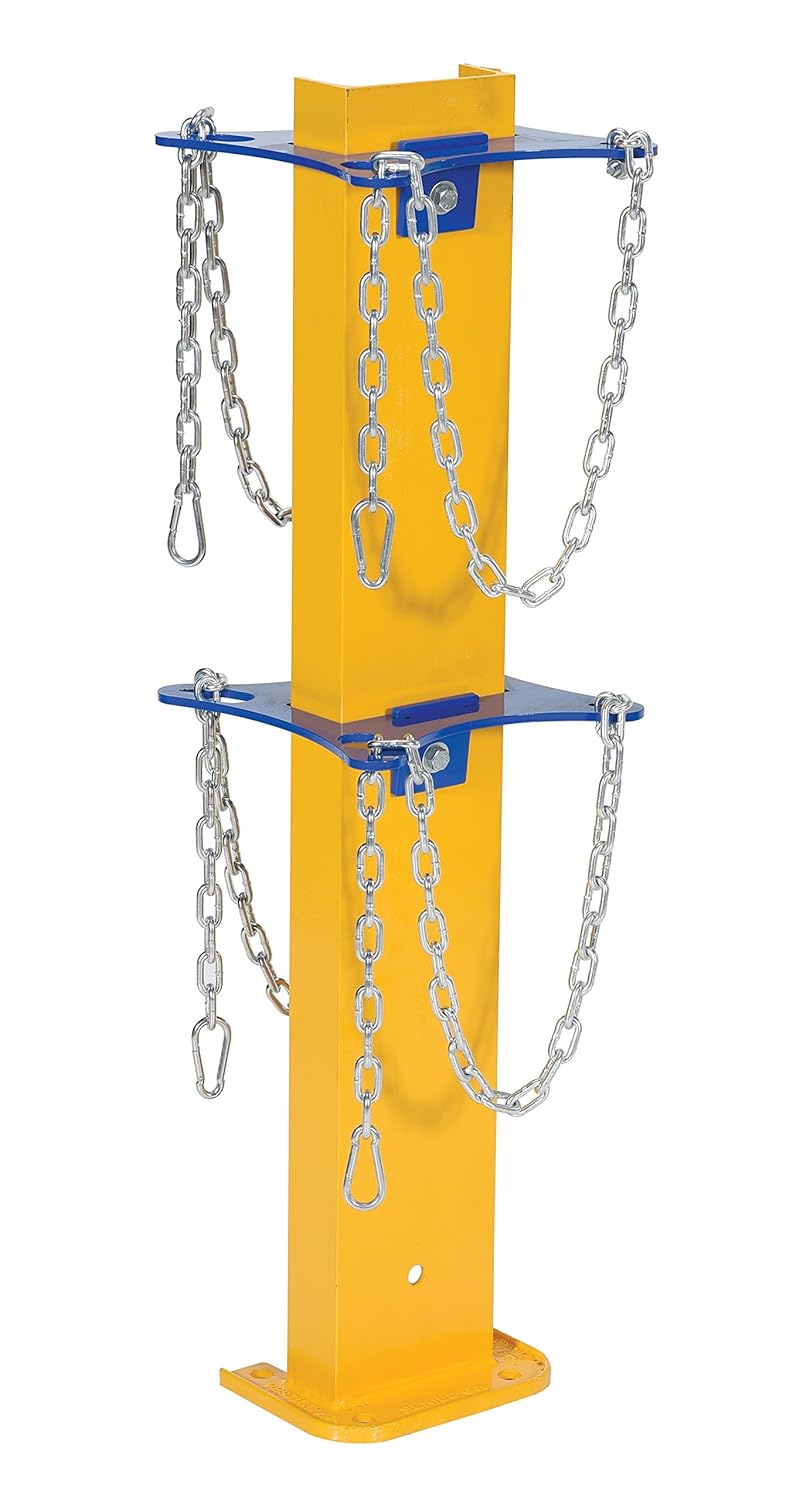 Vestil SACR-2 Steel Cylinder Storage Stand 9-1/2 in. x 10-1/16 in. x 36-1/4 in. Yellow/Blue