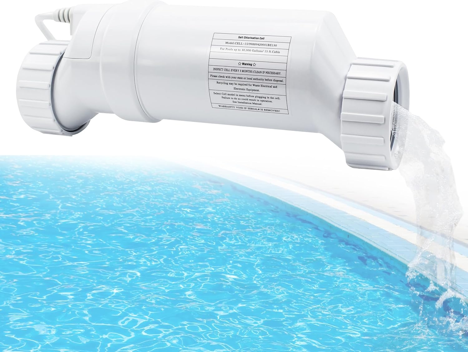 T-CELL-15 Salt Chlorinator Cell Replacement for W3T-CELL-15, GLX-CELL-15-W, T-15, and BLT15H Salt Cell, Compatible with Popular Salt Chlorination Systems for In-Ground Pools up to 40,000 Gallons