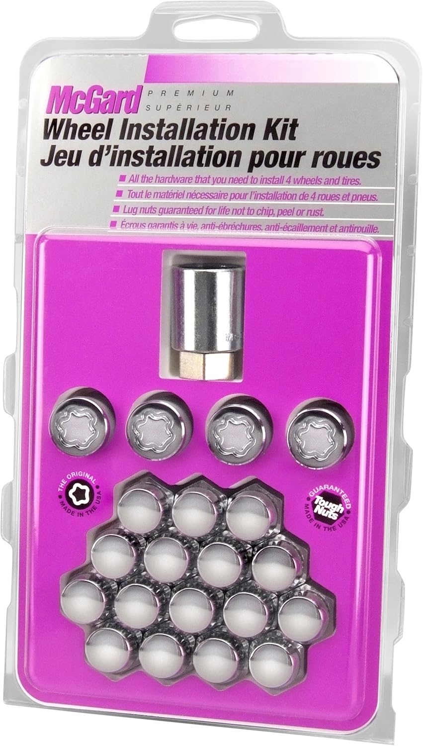 McGard 84557CN Chrome Cone Seat Wheel Installation Kit for 5 Lug Vehicles (M12 x 1.5 Thread Size) - Clamshell Packaging