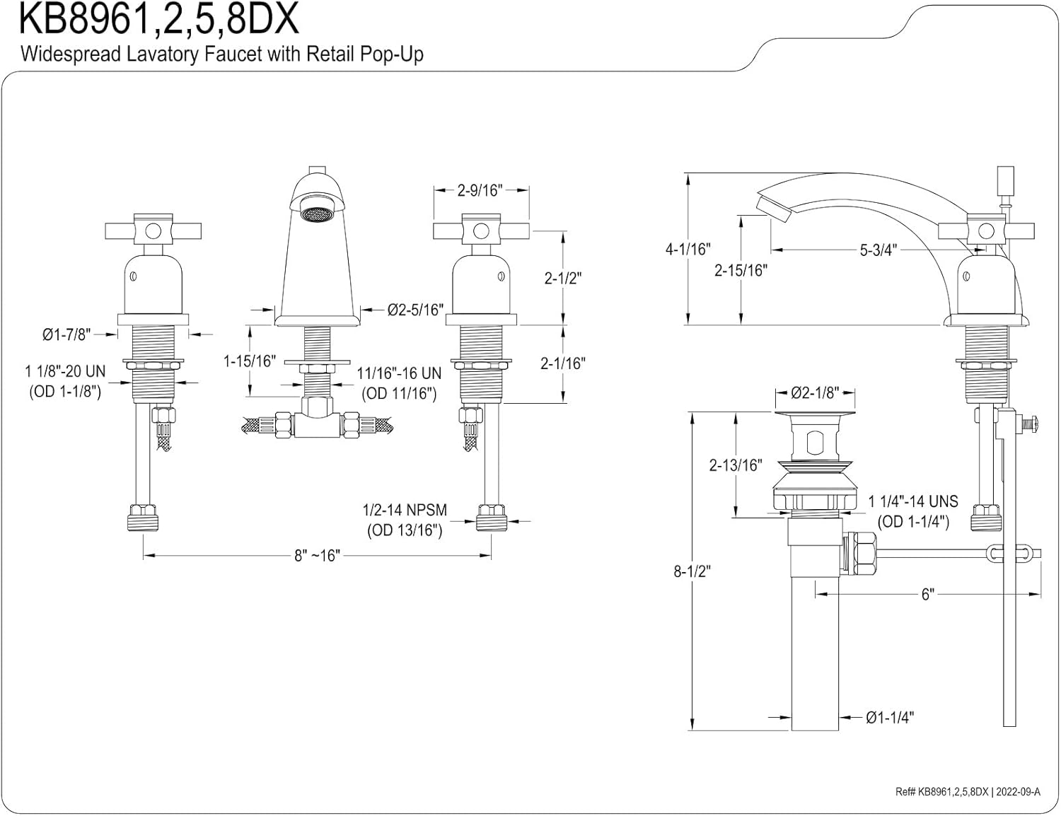 Kingston Brass KB8968DX Concord 8