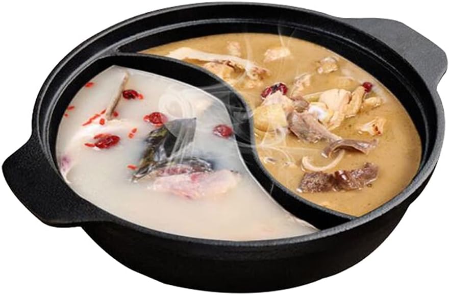 32cm Cast Iron Soup Pot Chinese Hot Shabu shabu Stew Fondue 3~6 use