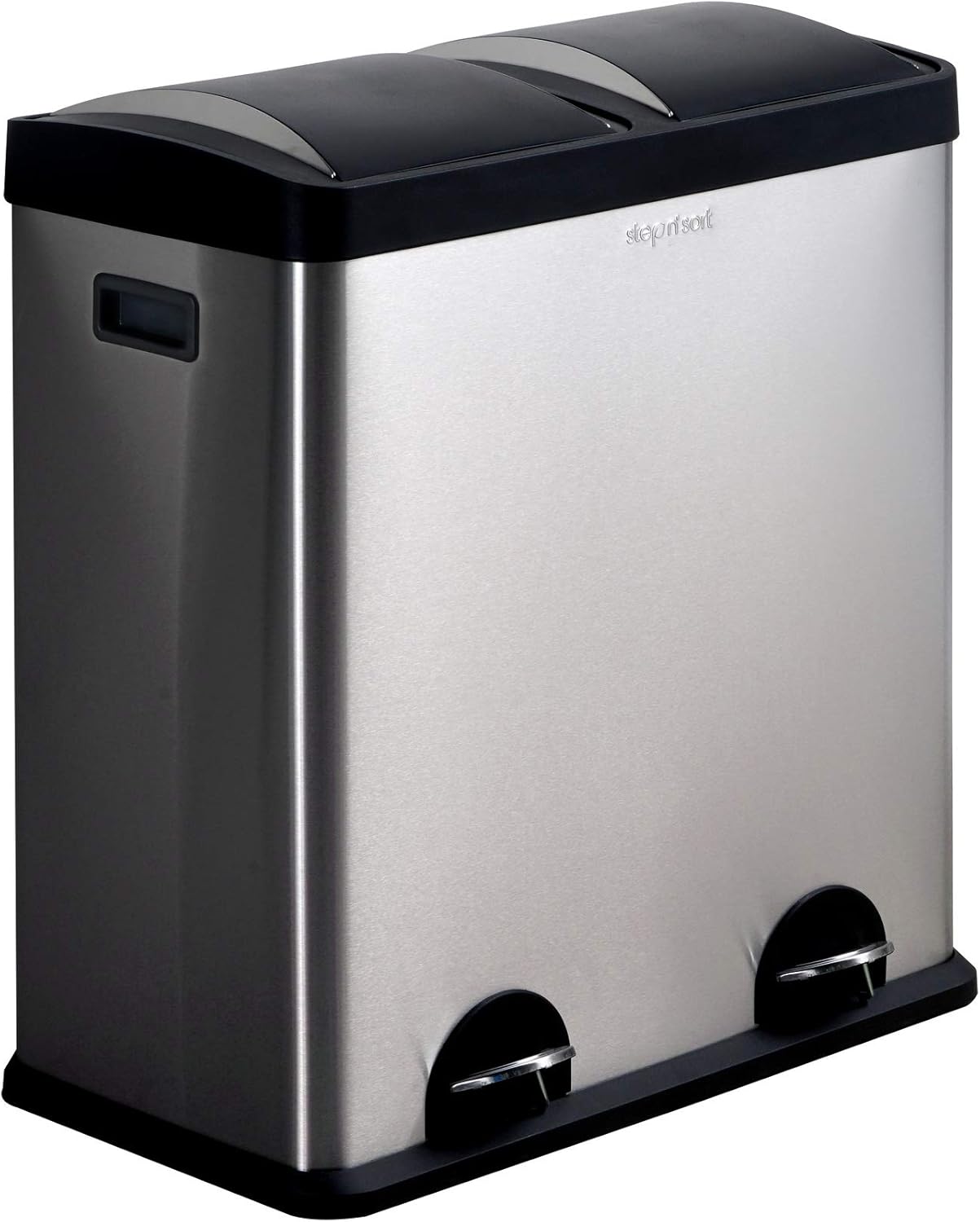 Step N' Sort The 16 Gal. 2-Compartment Stainless Steel Trash and Recycling Bin