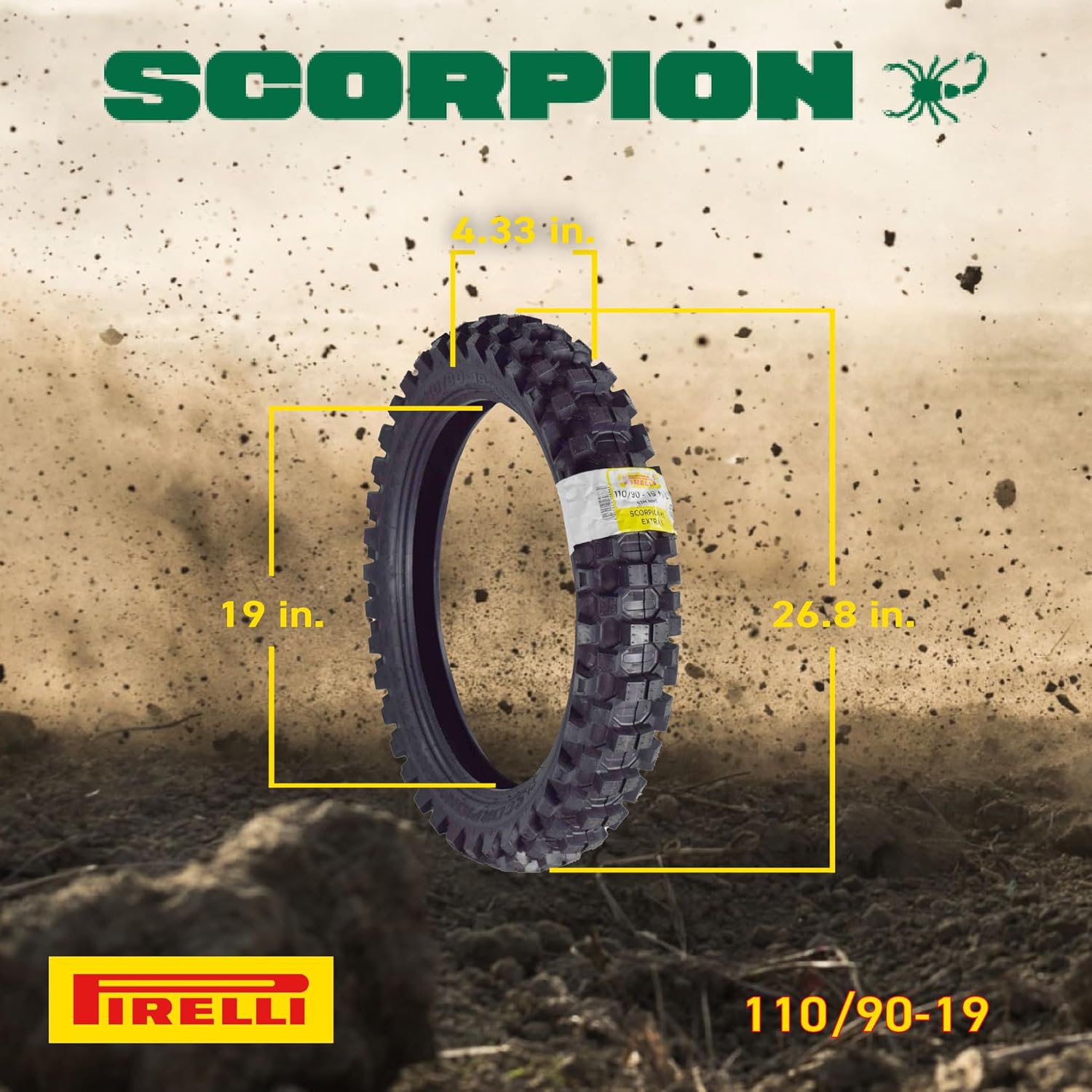 Pirelli Scorpion MX Extra X 110/90-19 Rear Dirt Bike Tire with Keychain - Single