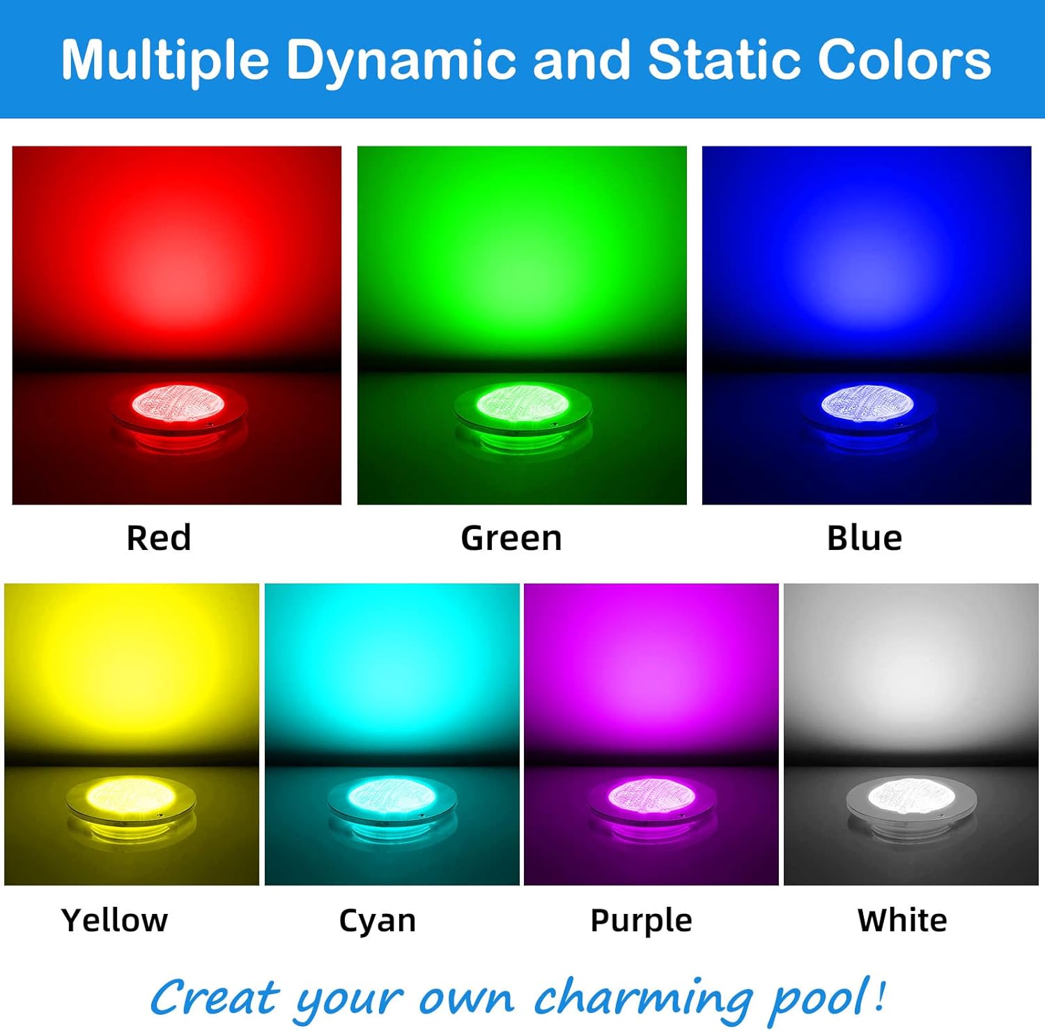 Pool Lights for Inground Pool, 54W 10 Inch Large LED Multicolor Inground Pools LED Light with 50 Foot Cord for Wet Niche, APP Control & Remote Control