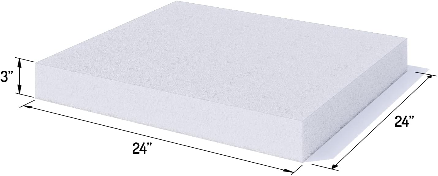Foamy Foam 6Pack High Density 3 inch Thick, 24 inch Wide, 24 inch Long Upholstery Foam, Cushion Replacement
