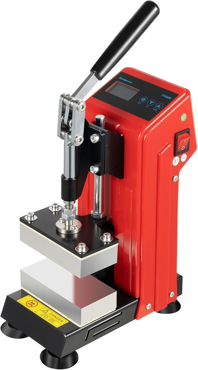 Manual Heat Press Machine with LCD Controller 2x5 Inch 400W Dual Heating Plates 1100lbs Pressure Portable Mini Extracter Hot Presser