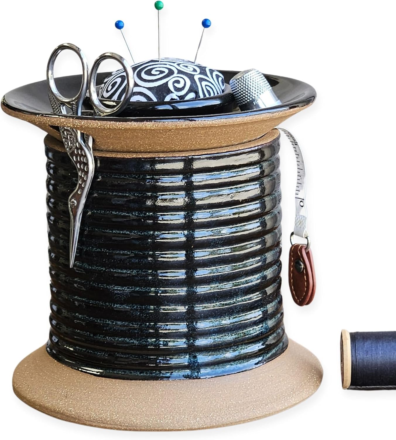 Cute Pin Cushion Jar for Sewing Kit - Unique Holder for Pins Thimbles Scissors Notions - Storage for Old Vintage Décor Aesthetic