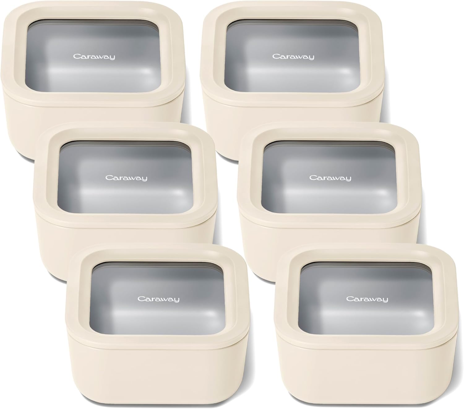 Caraway 2pc Glass Food Storage Set - 4.4 Cup Food Containers (2) - Ceramic Coated - Non Toxic, Non Stick Lunch with Lids - Dishwasher, Oven, & Microwave Safe - Gray