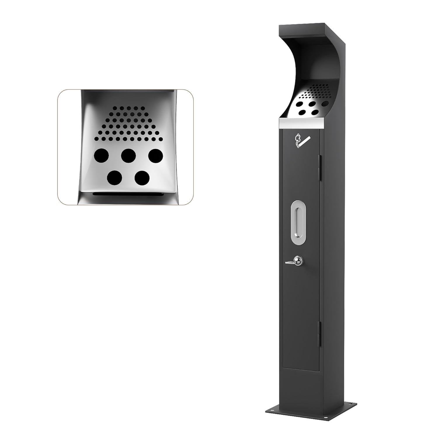 AIWFL Commercial Steel Trash Receptacle Outdoor, Standing Trash Can with Inner Bucket, Large Capacity, Trash Disposal for Home/Park/Hotel/Lobby/Office