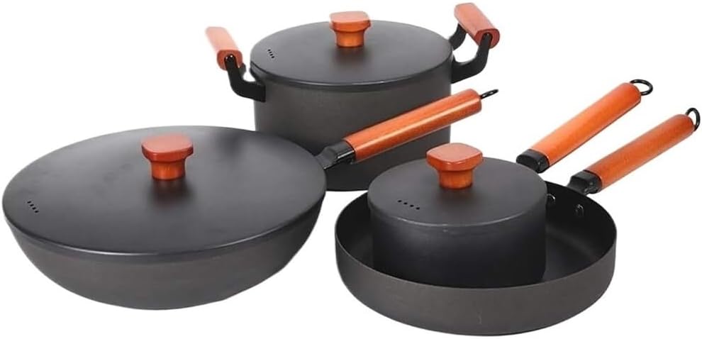 Cookware Set Pots and Pans Set 4pcs Cookware Set Soup Pot Frying Pan Wok Milk Pan Kitchen Cooking Pot Set Induction Cooker Non-Stick Pan Saucepan Cooking Pot Set Cooking Pan Set