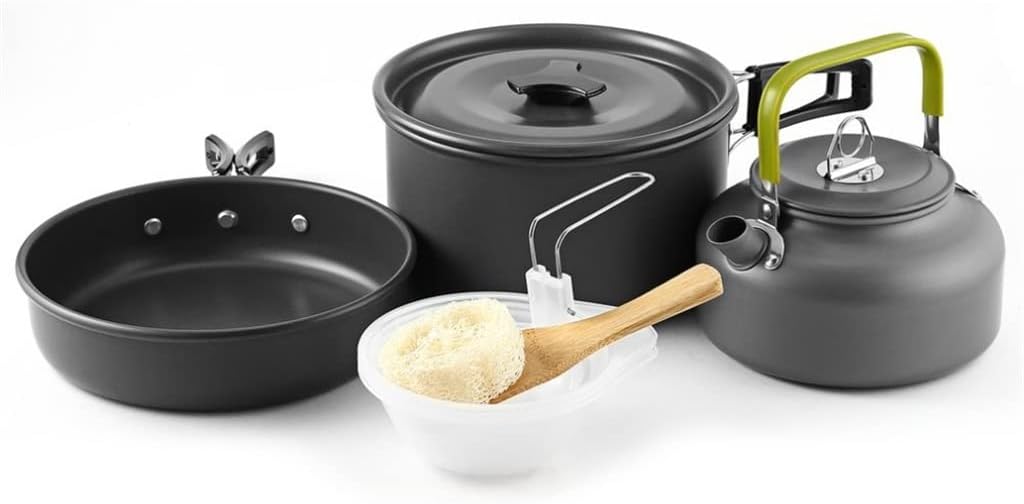 Foldable Set Of Frying Pan Camp Cooking Pot Bowl Cutlery Cookware Fork Spoon Utensil Fryer