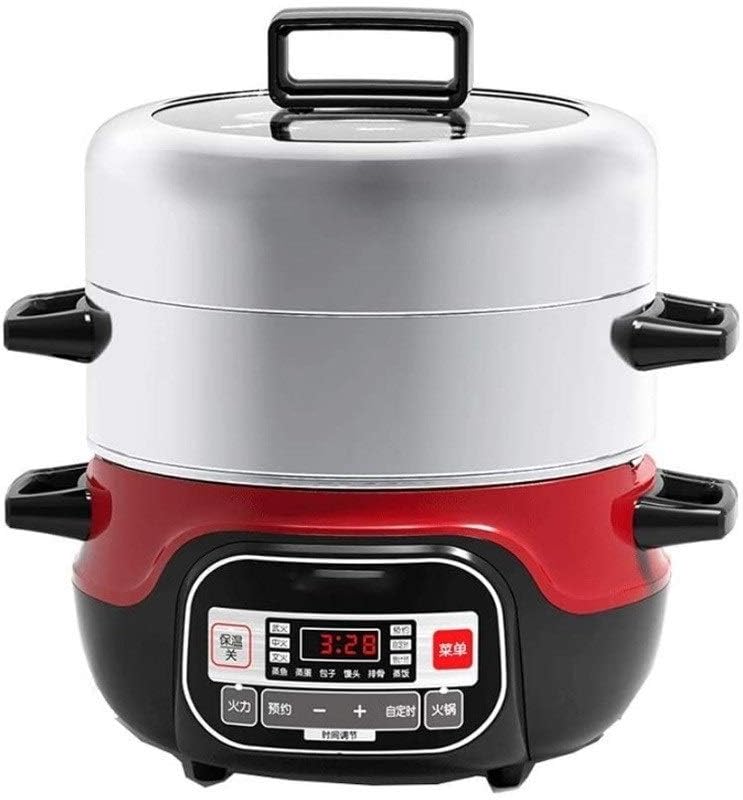 2-layer stainless steel steamer, 6 preset cooking modes, stackable baskets and powered stainless steel base for food, meat, fish and vegetable