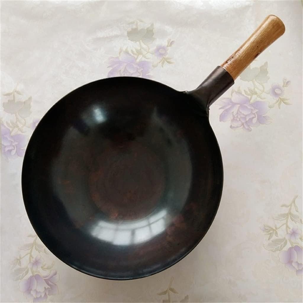 Wok Cooking Household Large Iron Pot Old-fashioned Uncoated Non-stick Pan Round Bottom Chef Fried