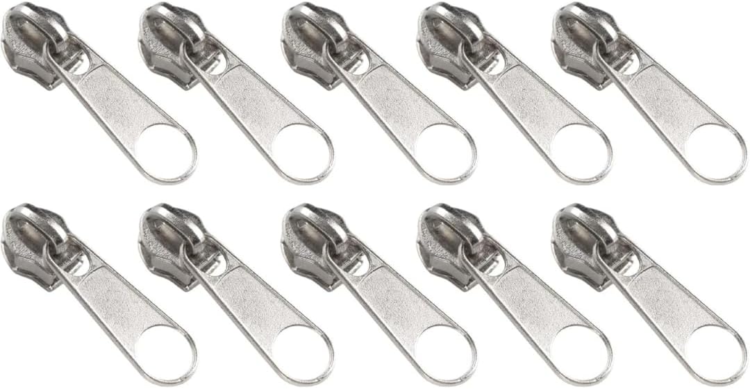1000pcs #5 Bulk Metal Zipper Slider Pulls for Coil Teeth - Silver