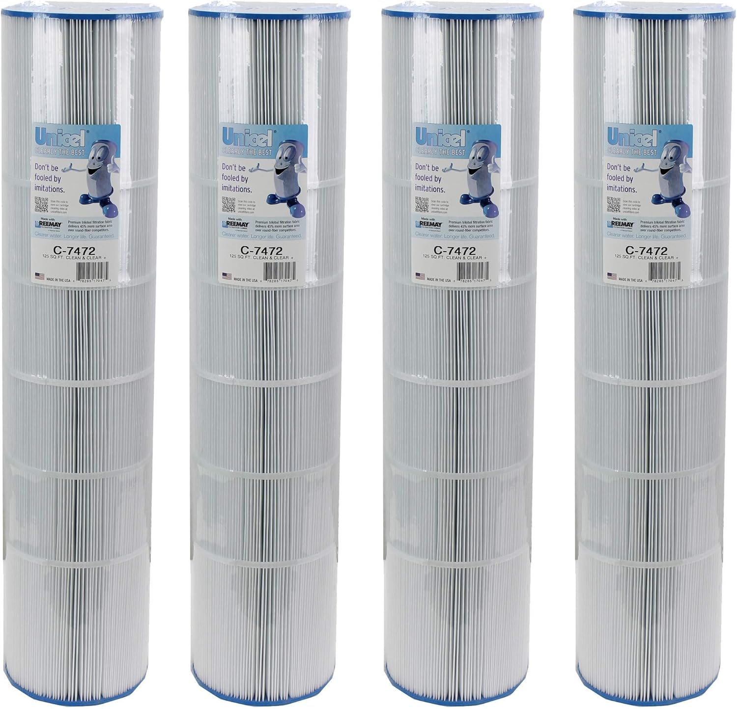 Unicel C-7472 125 Sq Ft Media Replacement Pool Filter Cartridge with 163 Pleats, Compatible with Pentair Pool Products, Pac Fab, & Waterway (4 Pack)