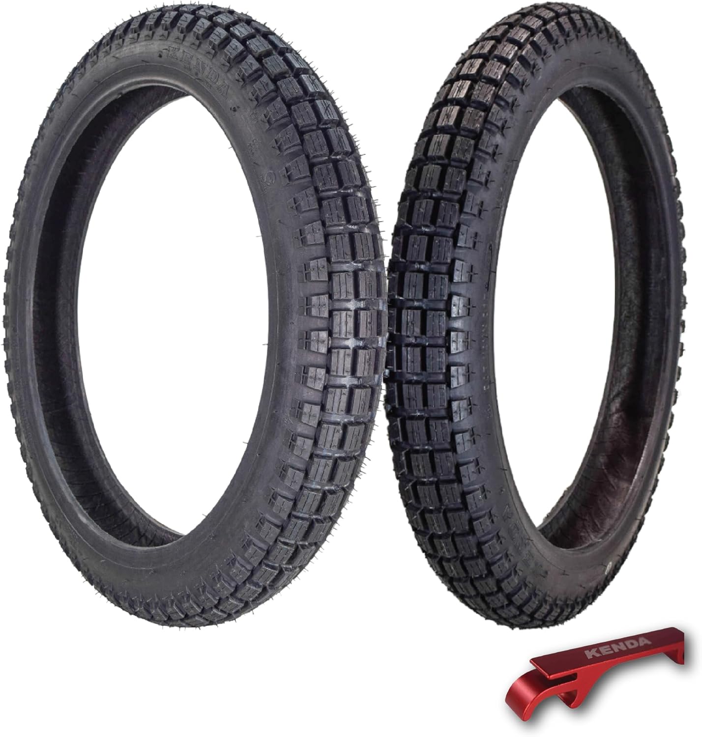 Kenda Small Block K262 Tube-Type (TT) Tires for Small Street and Trail Bikes, Dirt Bikes, and Scooters - Durable Off-Road and On-Road Performance with Keychain