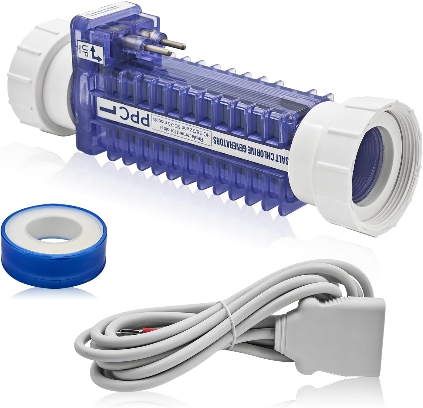 PPC1 Salt Cell with Cord 952 ST/DIG for Autopilot Pool Pilot Digital Generator Replacement Cell RC-5 RC-35/22 SC-36 AP-150, Up to 28,000 Gallons Pool, Salt Chlorine Generator Cell with Cord 12-Foot