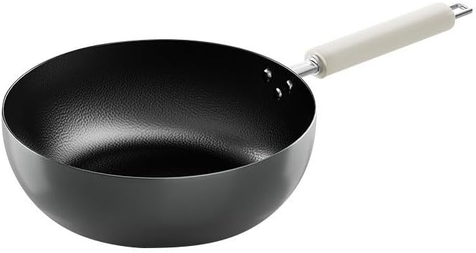 The Hybrid Non-Stick Wok Deepen Iron Frying Pan Non-stick Cooking Wok Household Uncoated Induction Cooker Family kitchen(24cm)