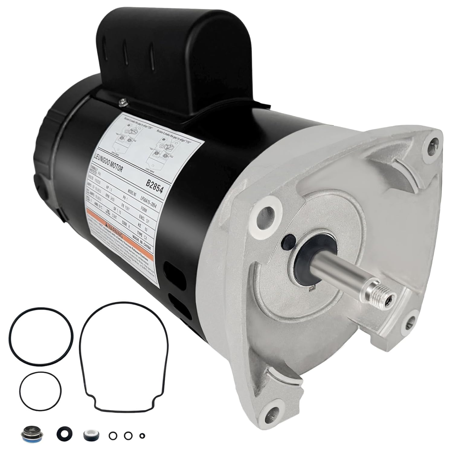 B2854 1-1/2HP, Replaces Century/AO Smith Pool Pump Motors,1.5HP,115/230V, 3450 RPM, 8.0/16.0Amps, 56Y Frame 1.1Service Factor,PSC,F56AA40A01,Include Replace Parts, Square Flange ODP Enclosure Leungoo