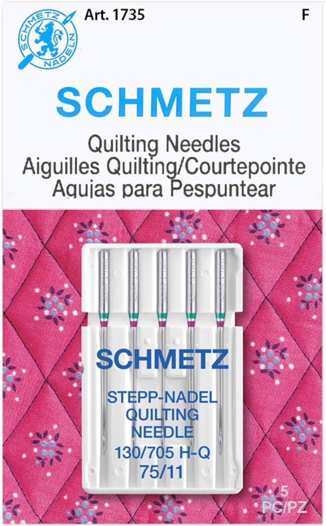 SCHMETZ Quilting Needles - Size 75/11, 5-Needle Cards, Box of 100 Needles