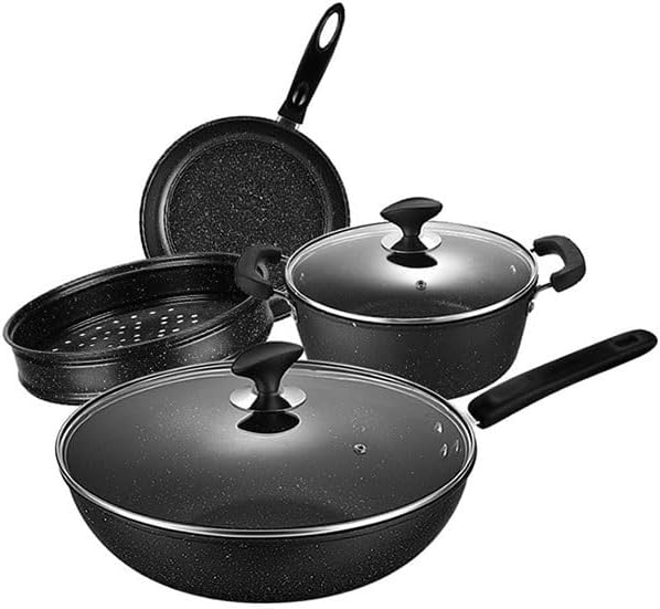 Easy to clean Medical Stone Cookware Set Thick Bottom Induction Cooktop Compatible Non Stick Kitchen