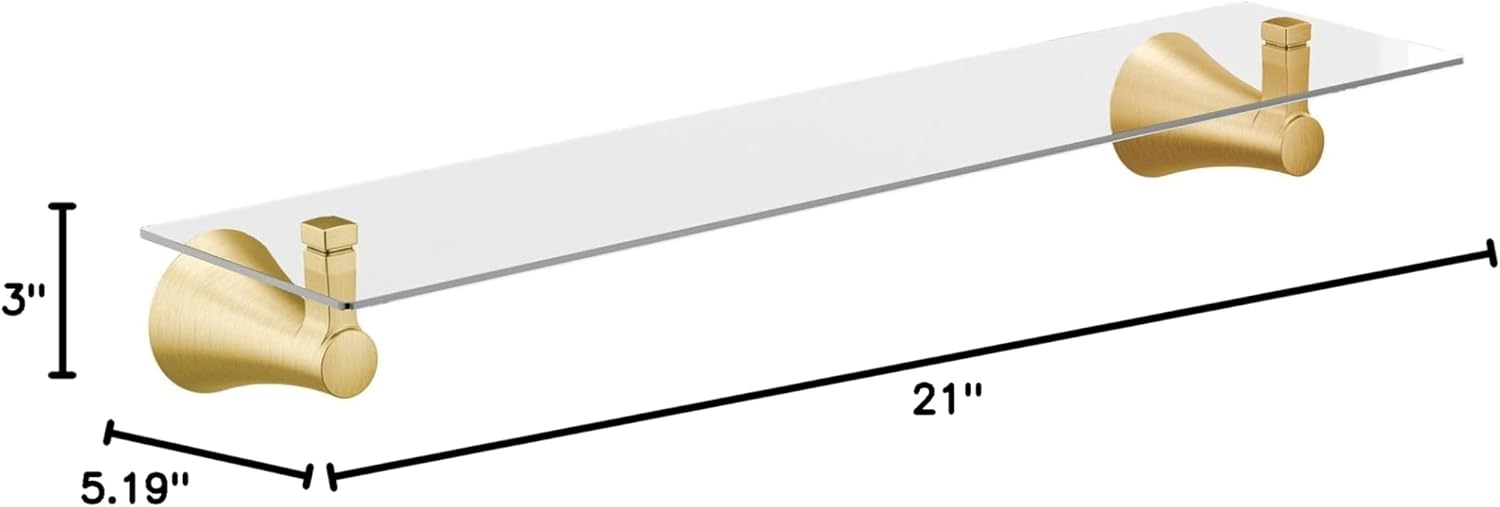 Moen Flara Brushed Gold Glass Bathroom Vanity Shelf, 21