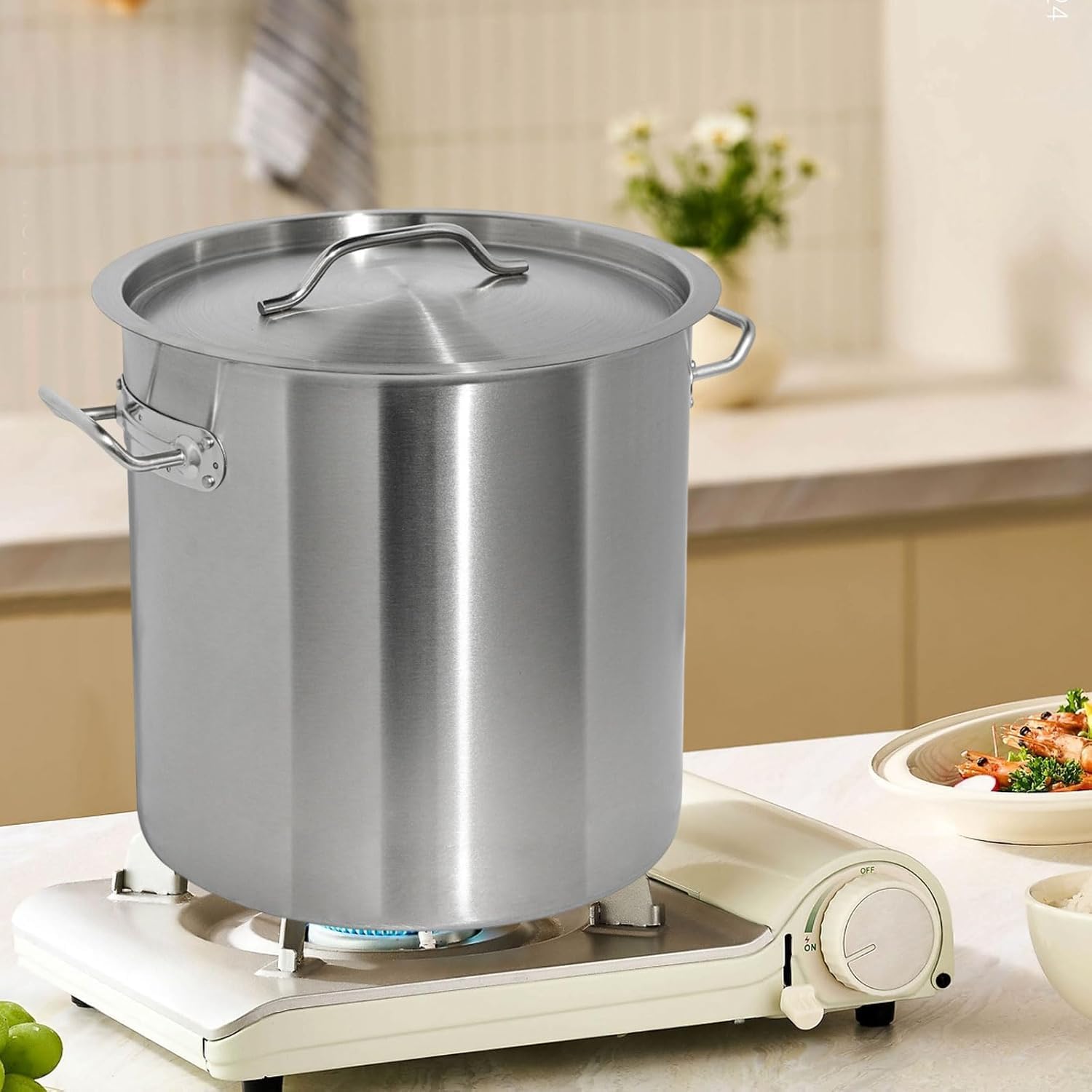 Large Stainless Steel Stockpot with Lid - Induction-Ready Soup Pot for Stews, Seafood, and More(60CM*60CM)
