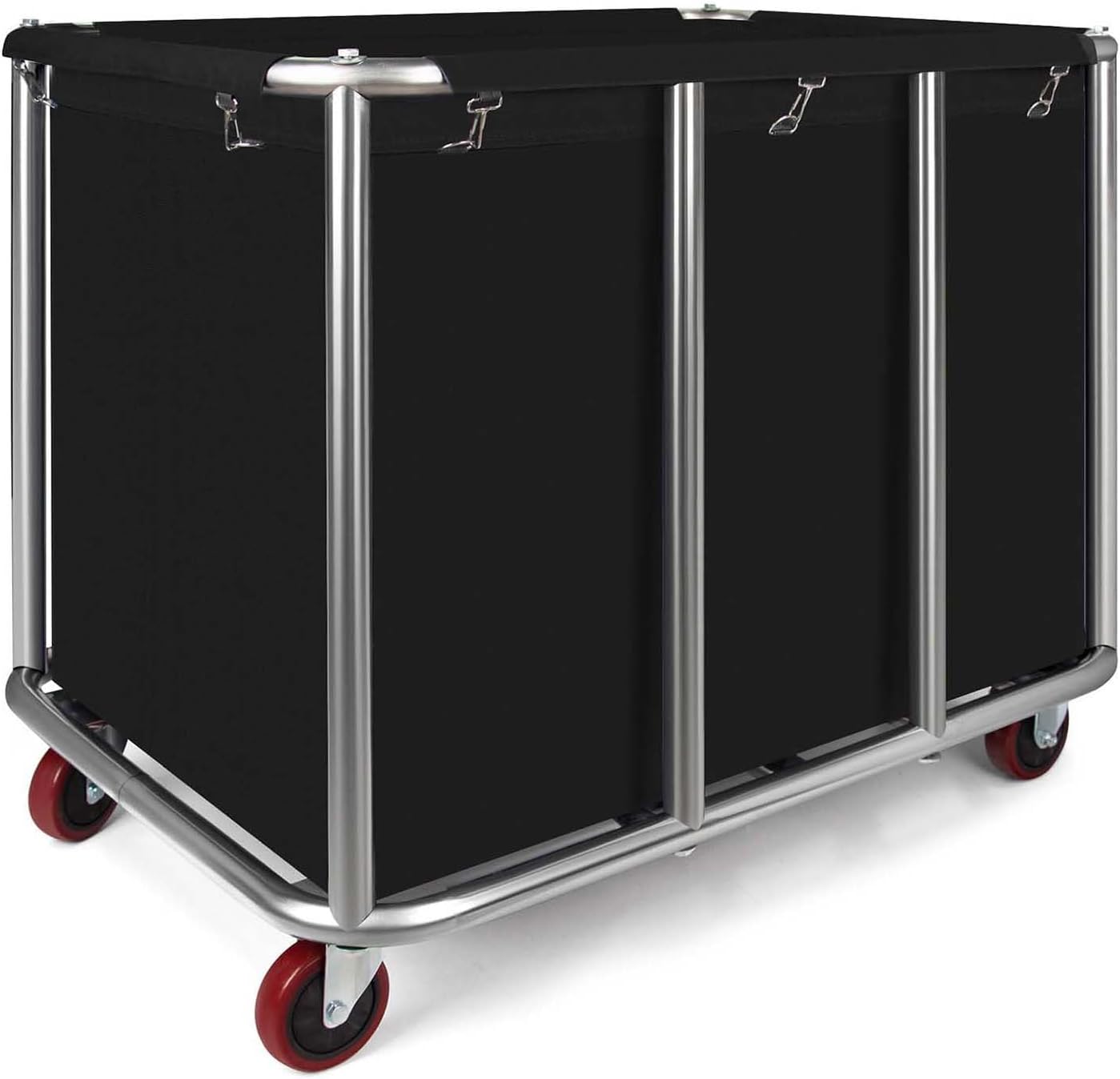 Commercial Laundry Cart with Wheels, 470L Industrial Rolling Laundry Basket, Large Heavy Duty Laundry Sorter with Watertight Oxford Bag & Sturdy Steel Frame for Home, Hotel, Hospital, 440 lbs (Brown)