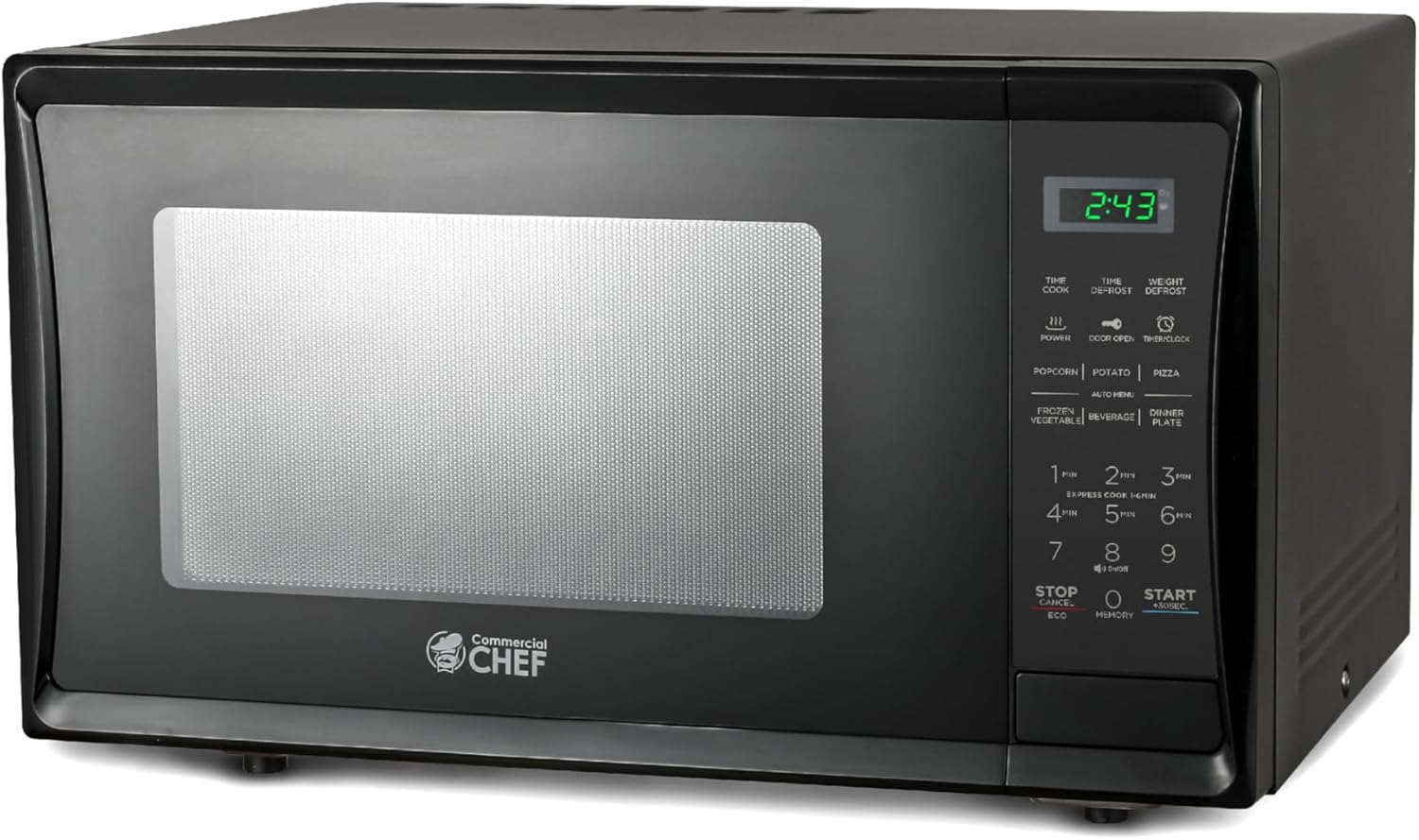 COMMERCIAL CHEF 0.7 Cu Ft Microwave with 10 Power Levels, 700W Microwave with Digital Display, Countertop Microwave with Child Safety Door Lock, Programmable with Push Button, Stainless Steel