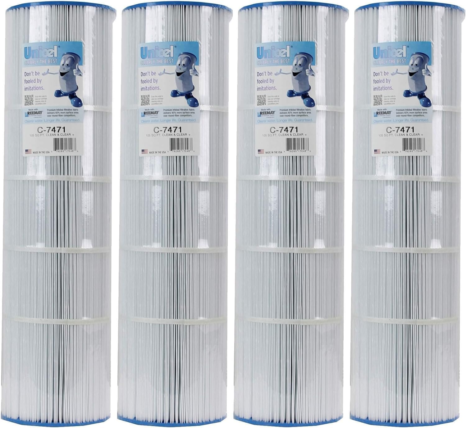 Unicel C-7471-4 Pool Filter Cartridge Set with 168 Pleats, Compatible with Pentair Predator 150, Pleatco PCC105, Filbur-1977, Pac Fab, & Waterway (4 Pack)