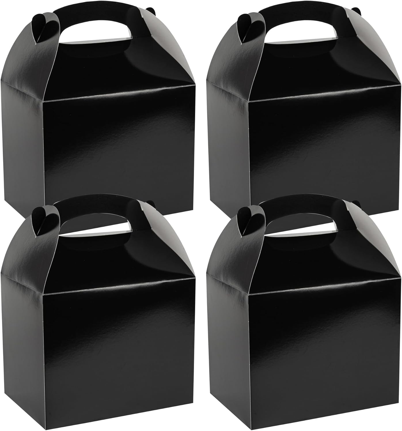 Restaurantware Bio Tek 9.5 x 5 x 5 Inch Gable Boxes For Party Favor, 100 Striped Gift Boxes - Clear Window, Built-In Handle, Pink And White Paper Barn Boxes, Disposable, For Parties