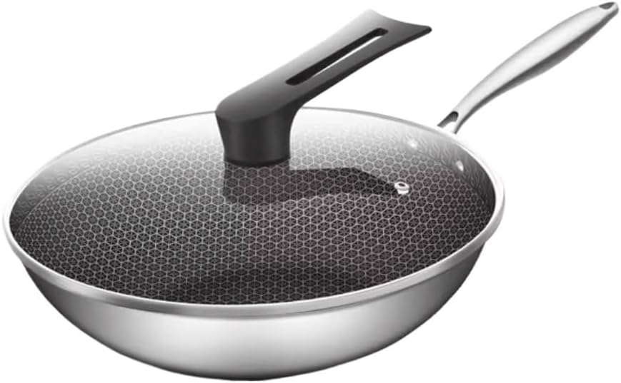 304 Stainless Steel Frying Pan Non Stick Household Stove Vegetable Flat Bottomed