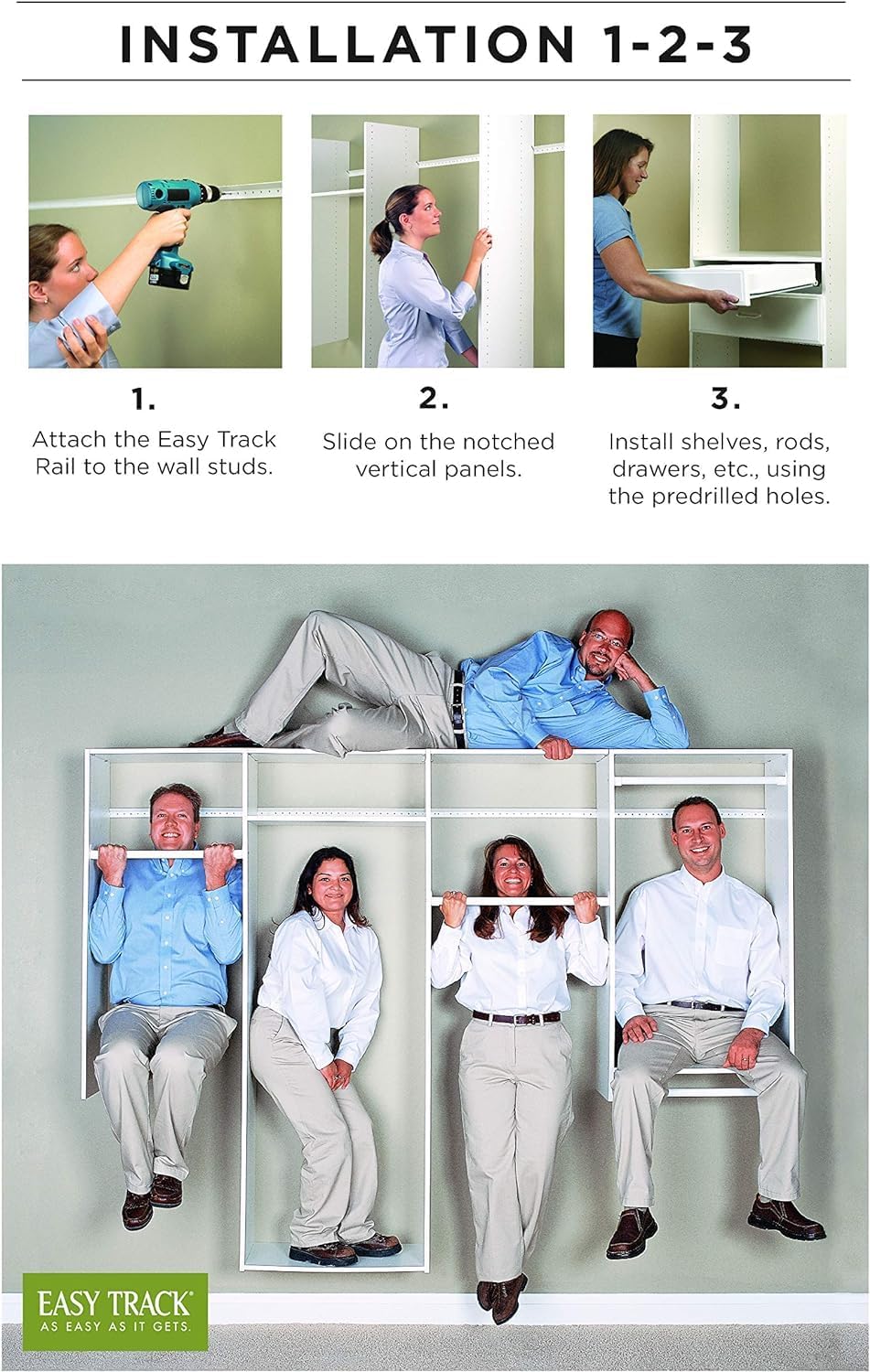 Easy Track 680099-TR Double-Hang Heavy Duty Kit Closet Organizer, Truffle