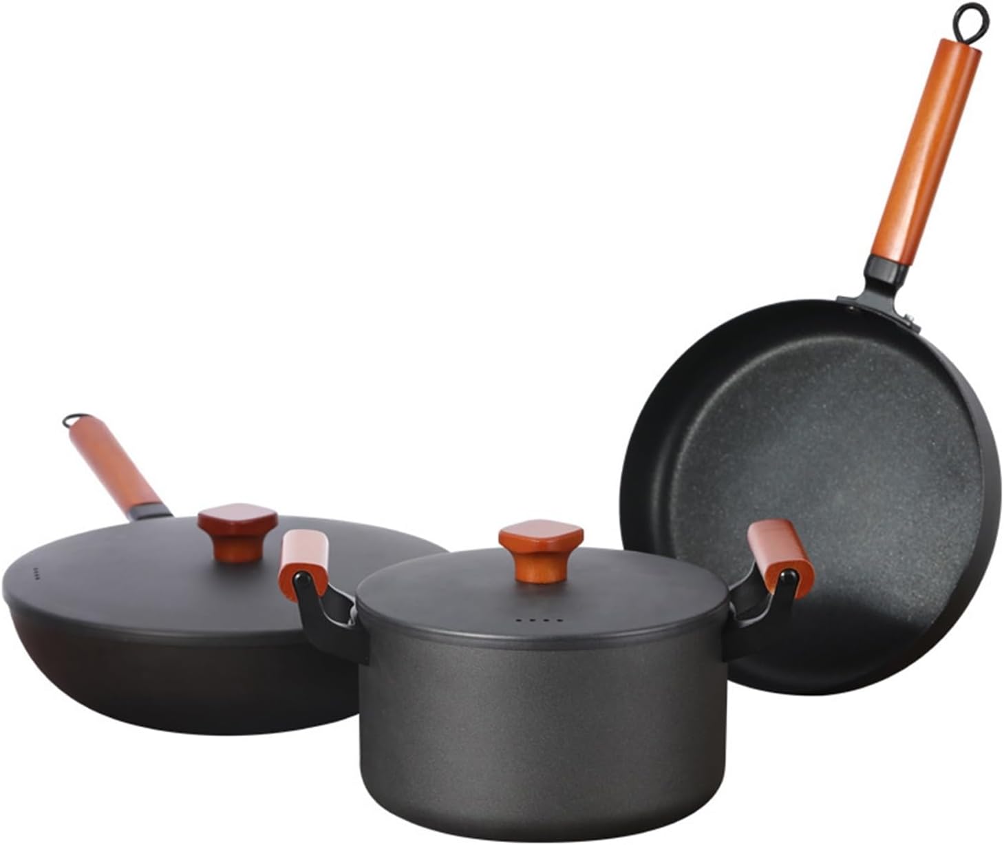 Kitchen Daily Cooking Set Wok Frying Pan Soup Pot Three-piece
