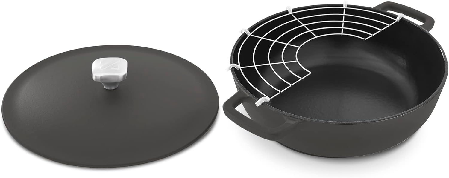 DASH Zakarian by Dash 4.5Qt Nonstick Cast Iron Braiser for Braising, Frying and More - Grey