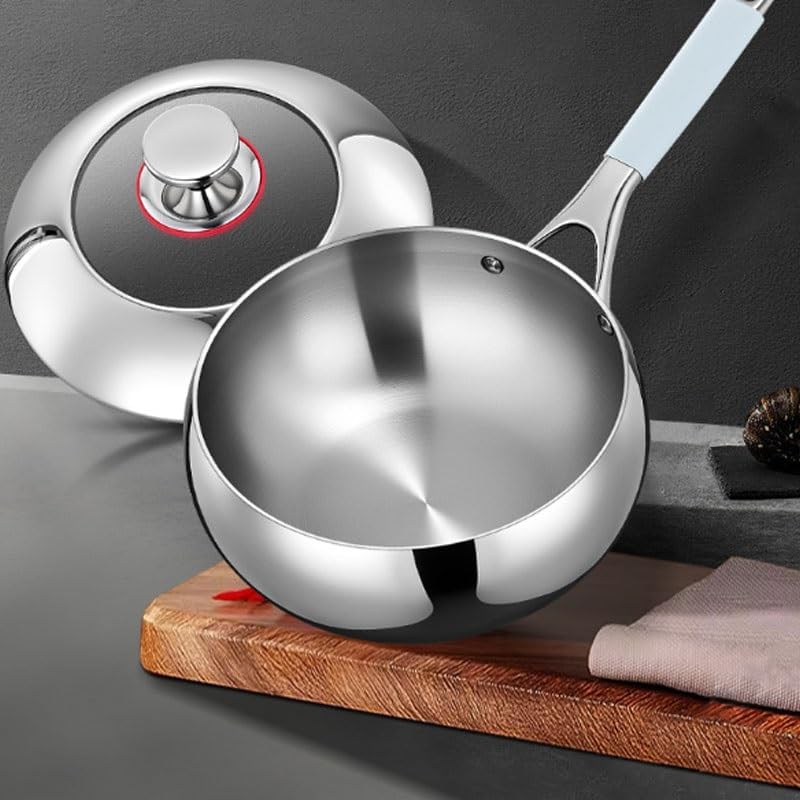 The Hybrid Non-Stick Wok Big-bellied Pot Stainless Steel Cooking Wok Household Uncoated Stir-frying Pan Family kitchen(26cm)