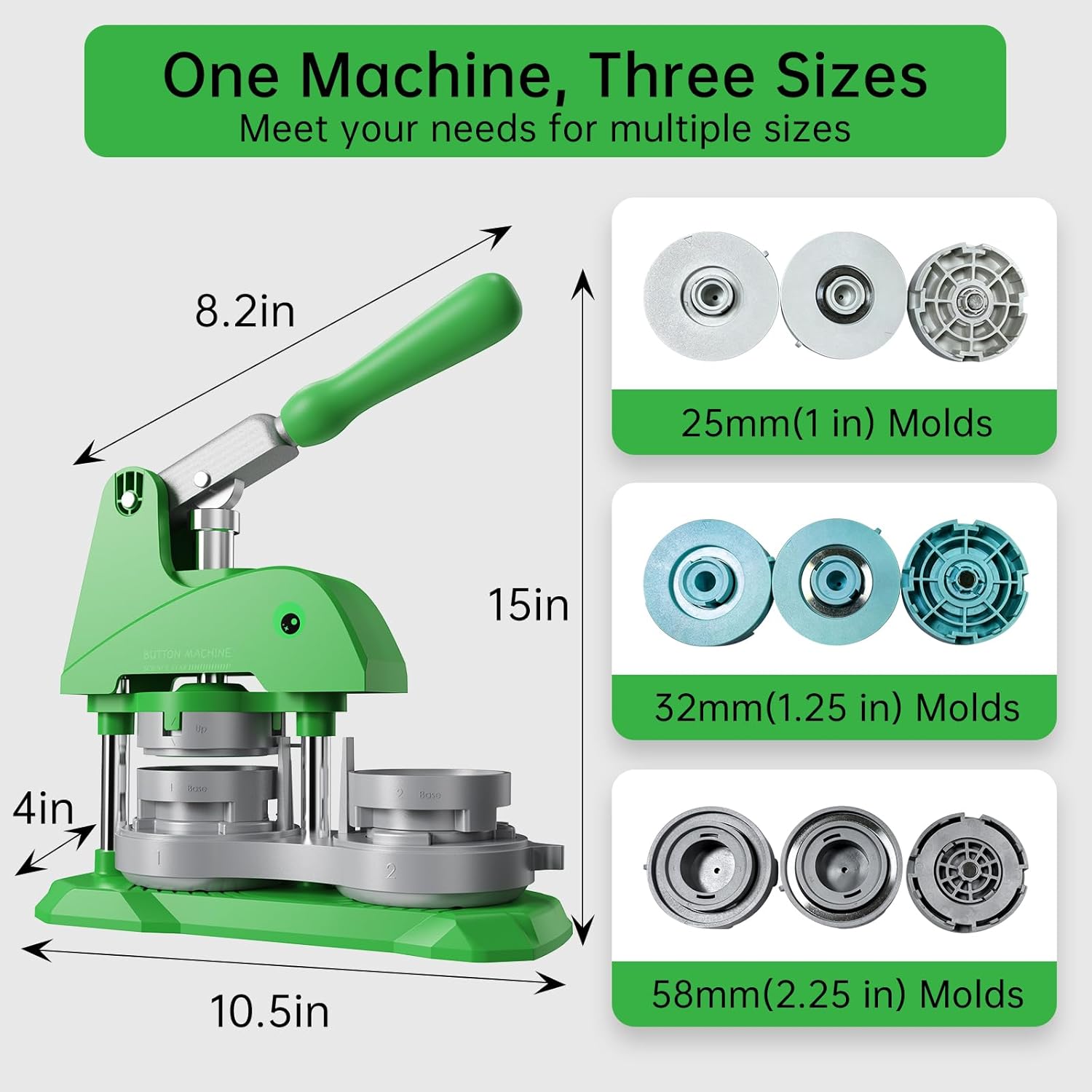Button Maker Machine 3 Sizes, DIY Pin Making Machine 1+1.25+2.25 inch, Interchangeable Button-Models Badge Button Press Machine with 300 Sets 25+32+58mm Button Maker Supplies&Circle Cutter