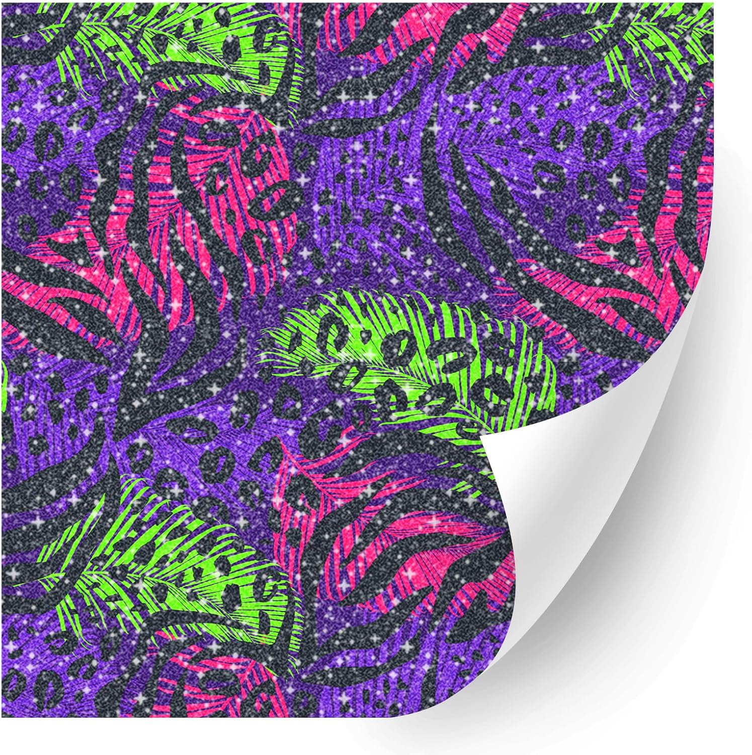 HTV4U Glitter Animal Patterned Heat Transfer Vinyl (Tiger Print, 12