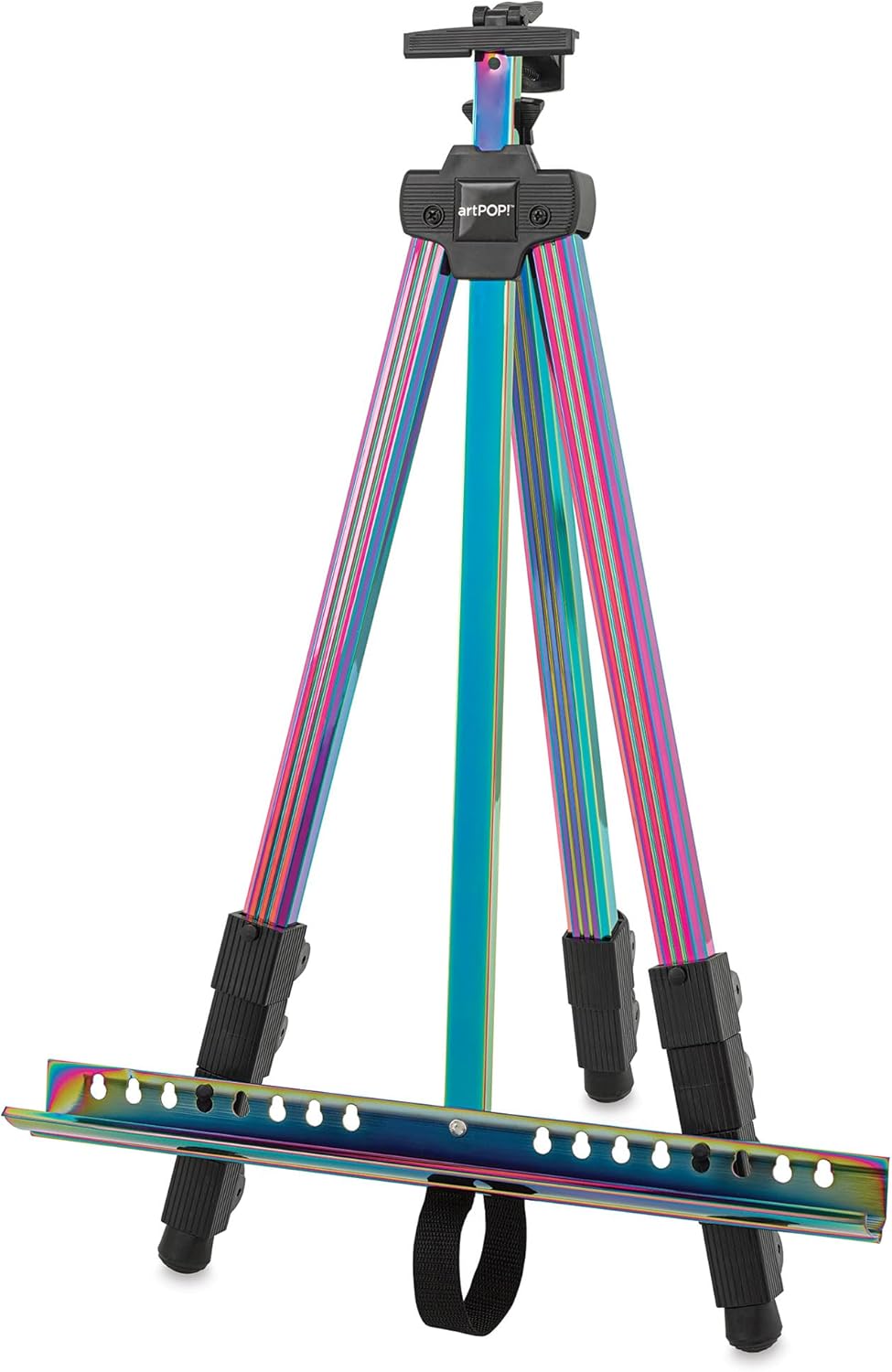artPOP! Iridescent Tripod Easel, Adjustable Aluminum Travel Easel with Bag, Table-Top Easel for Painting, Drawing, Display, Iridescent Finish, Extra Sturdy, Folding Design, Height from 18
