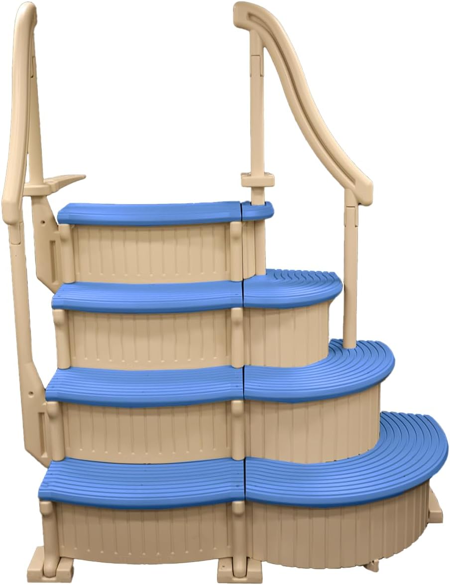Confer Plastics Curve CCX-AG Drop in Above Ground Pool Step with Grey Treads - Base Step