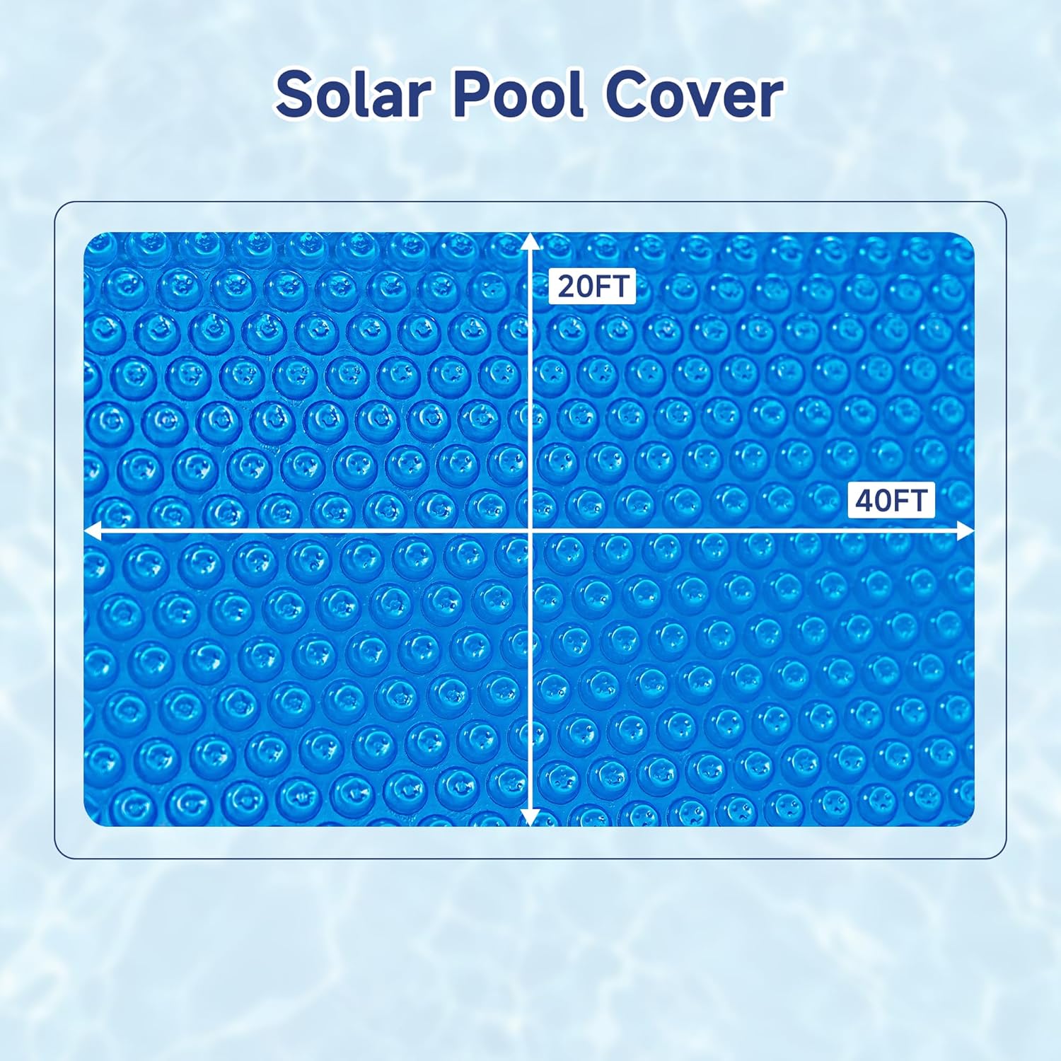 Real Relax Durable 16-mil Solar Pool Cover for Inground & Above Ground Pools, Heavy-Duty Heat Retaining Bubble Blanket for Irregularly Shaped Pool, Blue (20×40FT)