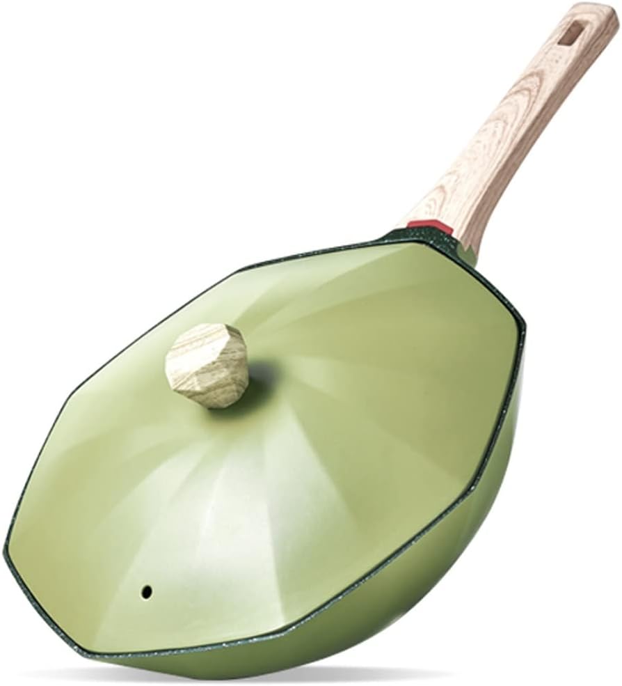 Metal Lid Wok Octagonal Non-stick Induction Kitchen Cookware Home