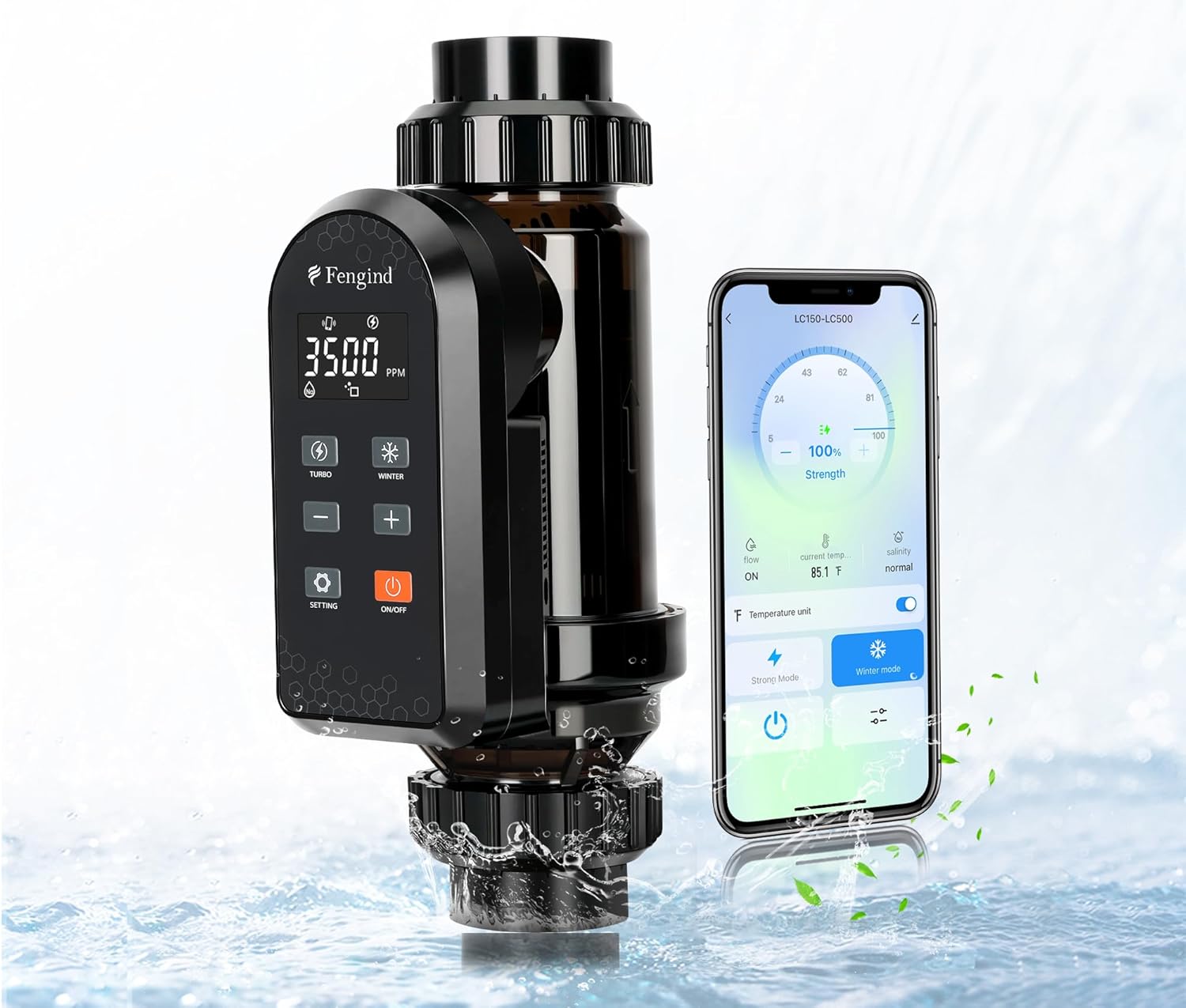 Smart Saltwater Pool Chlorinator System up to 22,000 Gallons, Salt Water Chlorinator Above Ground Pool with Built-in Wi-Fi & App Remote Control and Titanium Plate Self-Cleaning Technology