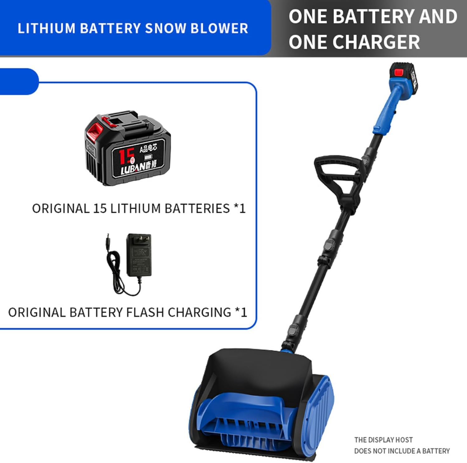 21V brushless Cordless Snow Shovel 11 inch Electric Snow Blower Single-Stage Hand-held Thrower Including Battery Charger, Foldable Suitable for terraces (Brushless 15 Cell Lithium Battery * 1)